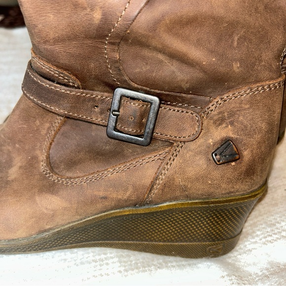 Keen Dark‎ Brown Wedge Boots zip - Picture 6 of 9